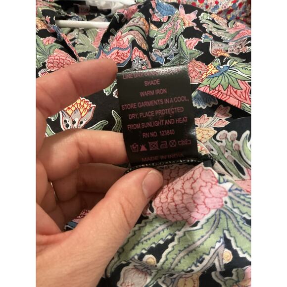 Liza Byrd Women Button Up Shirt Size Small The Embry Block Print Floral Midnight - Picture 11 of 12
